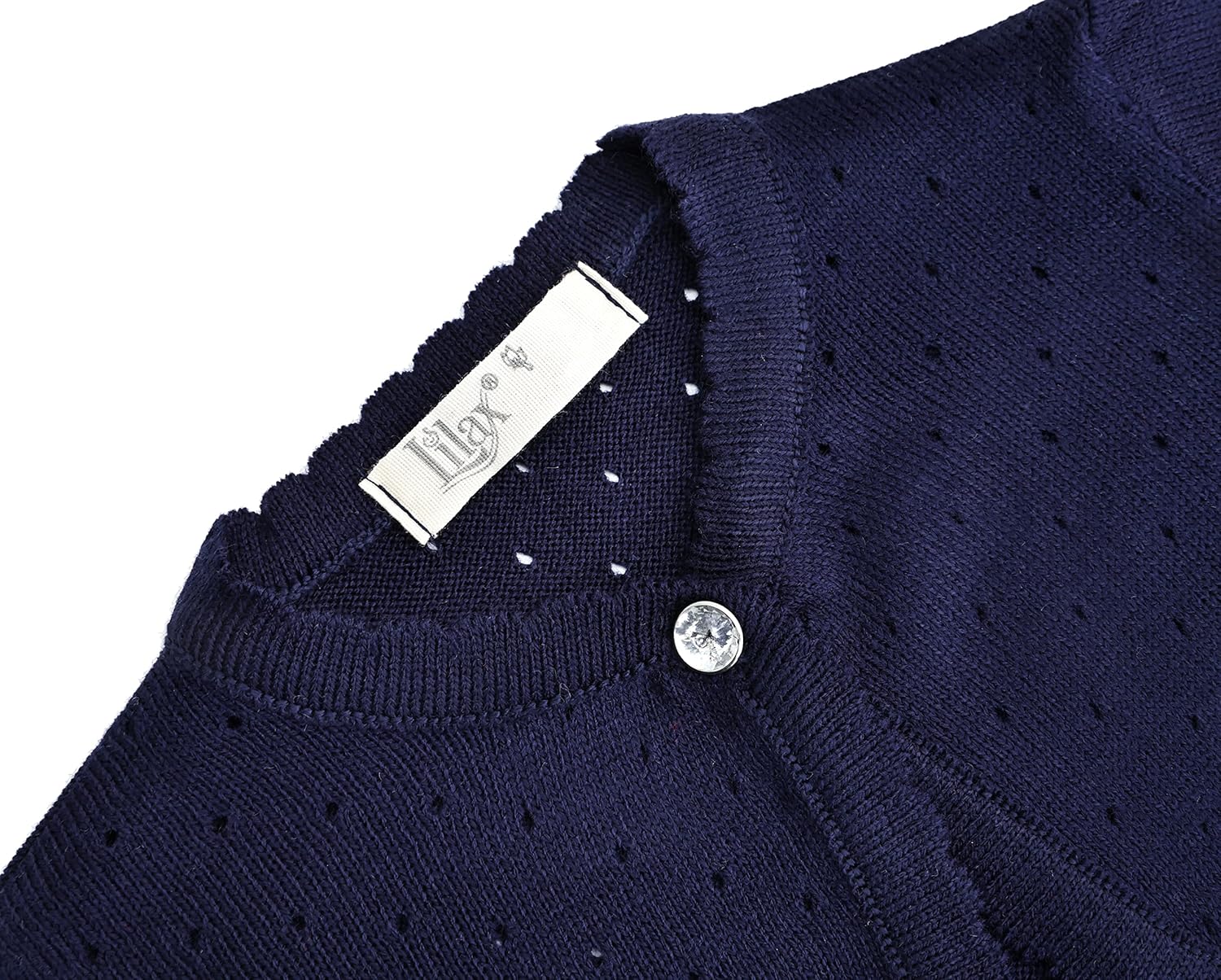 Lilax Baby Girls' Knit Long Sleeve One Button Closure Bolero Shrug - Image 3