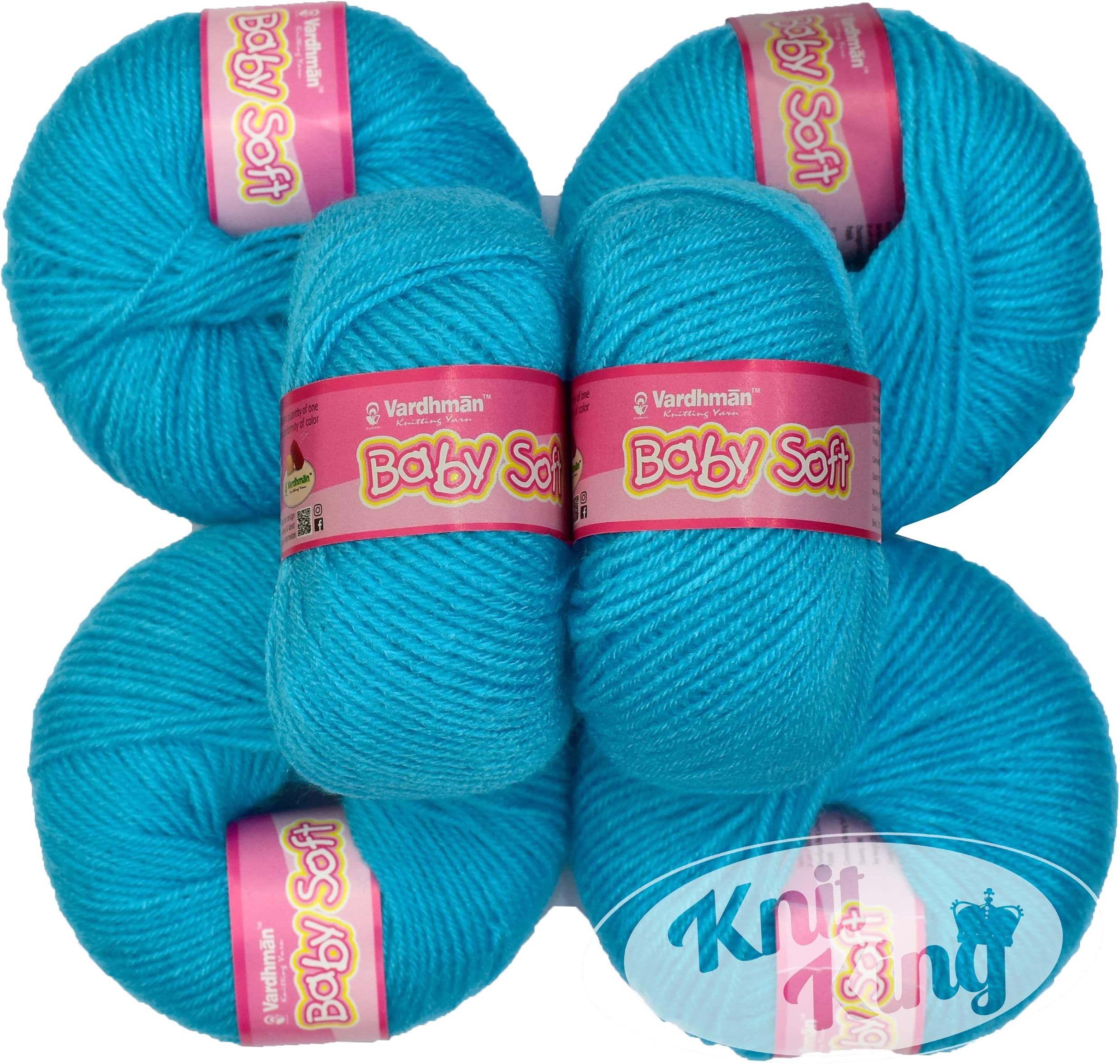 KNIT KING 100% Acrylic Wool Teal (6 pc) Baby_Soft Wool Ball Hand Knitting Wool/Art Craft Soft Fingering Crochet Hook Yarn, Needle Knitting Yarn Threa QE