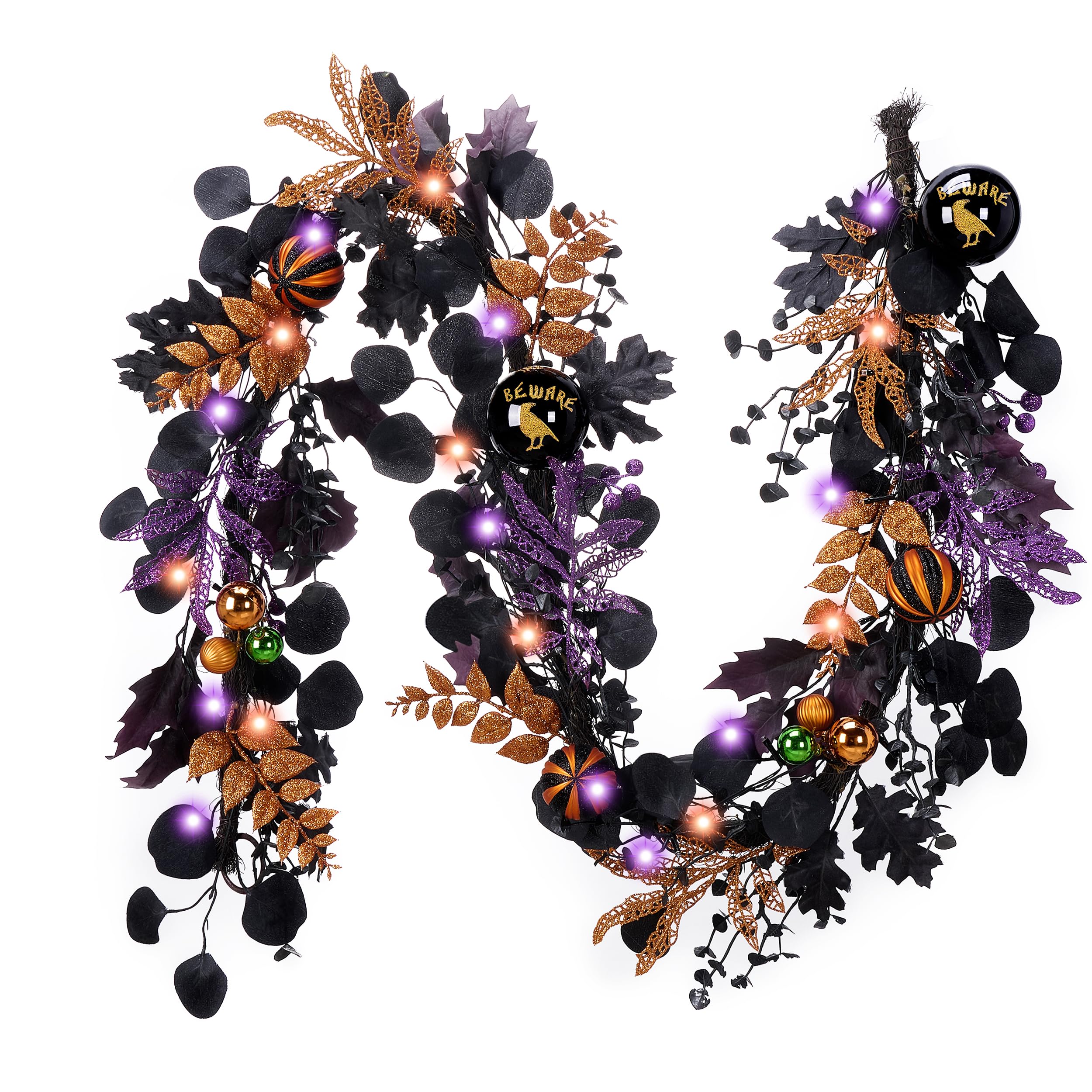 Guirnalda de Halloween con luces de 6 pies y calabazas Valery Madelyn para mesa
