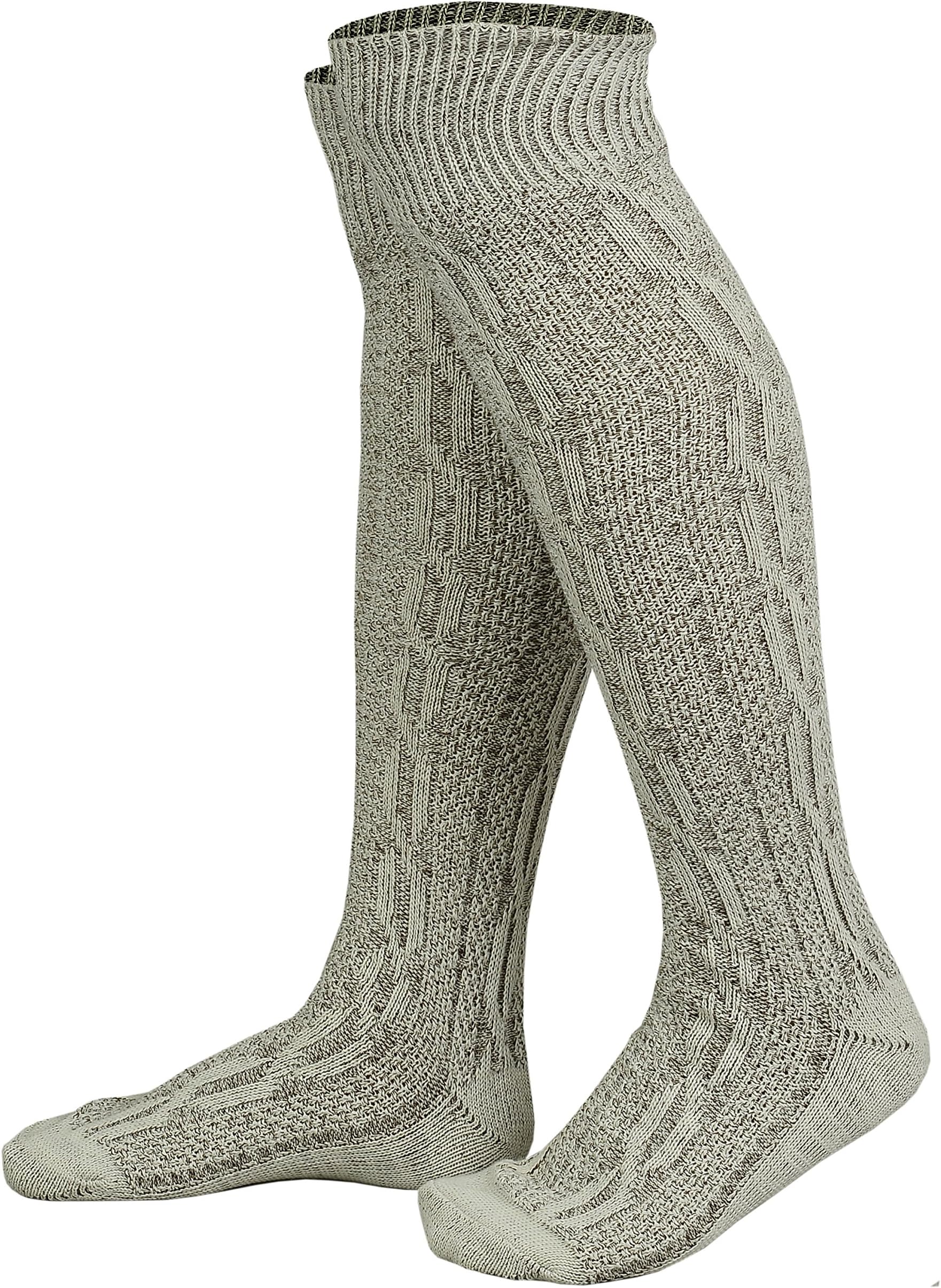 Mens Bavarian Oktoberfest/Causal Lederhosen Socks Pairs White & Brown Mix