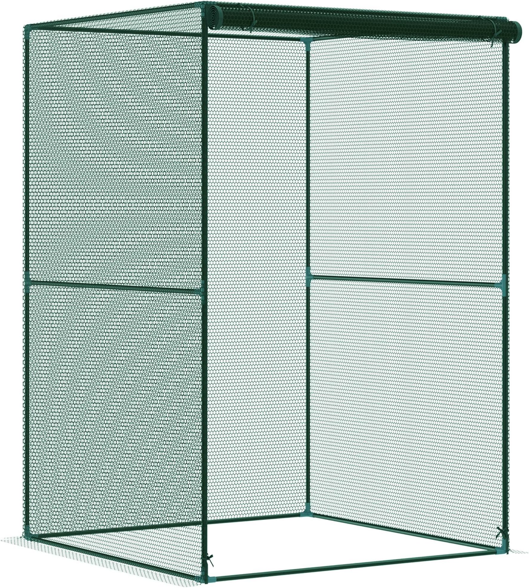 4' x 4' x 6' Crop Cage, Plant Protection Tent with Zippered Doors for Vegetable Garden, Backyard, Dark Green