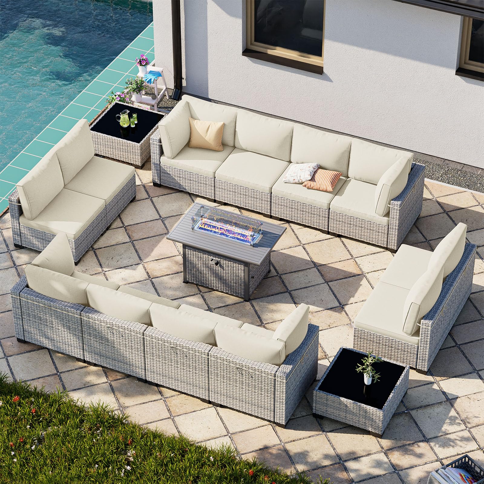 Outdoor PE Wicker Rattan Modular Patio Sectional Sofa Set