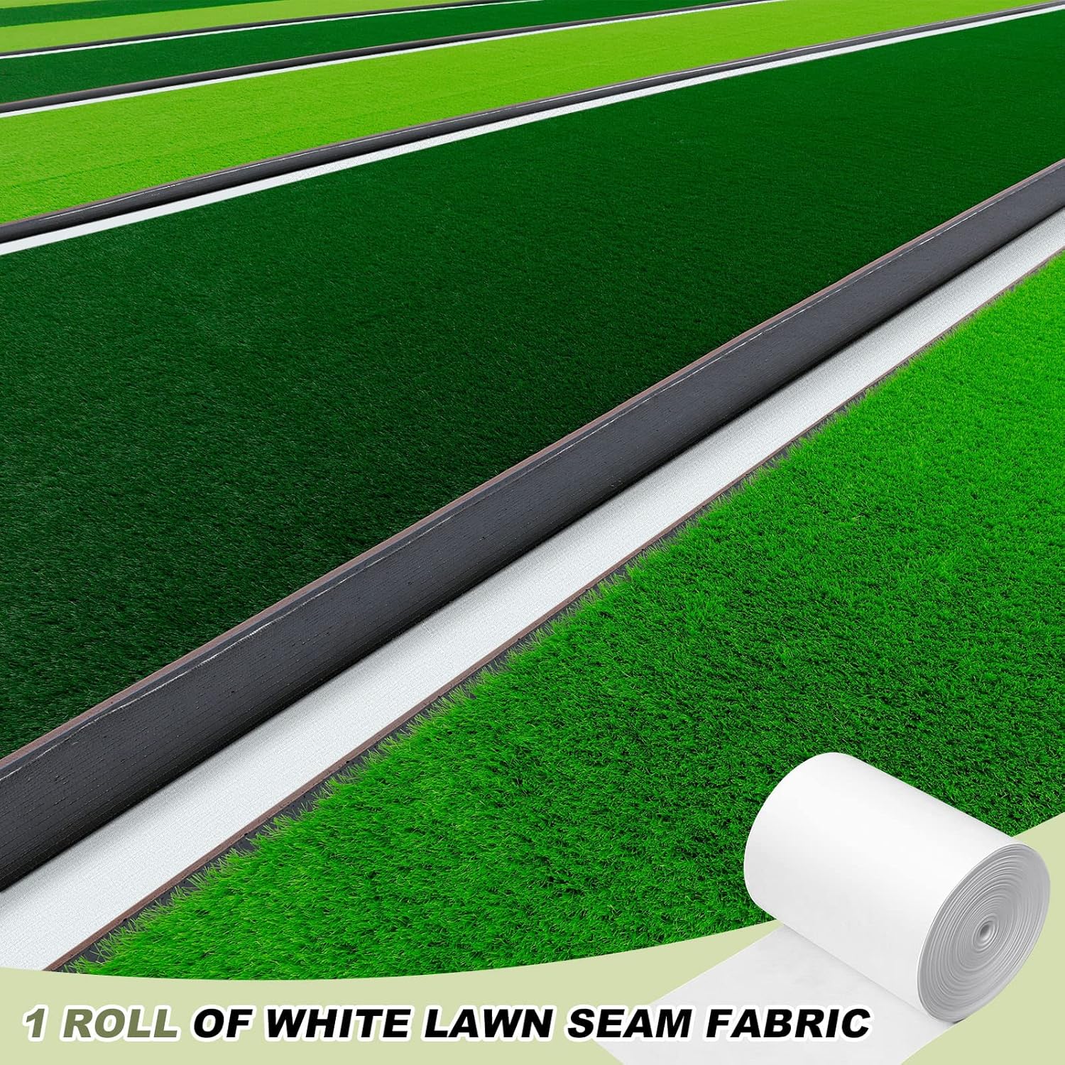 Newwiee 12 in x 325 ft Artificial Turf Tape Artificial Grass Tape Synthetic Fake Grass Turf Seam Lawn Carpet Seaming for Indoor Outdoor Mat Garden Pet Rug Jointing, No Adhesive