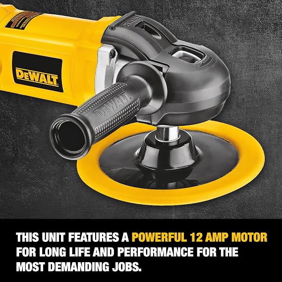DEWALT Buffer Polisher, 7-in-9-in, 12 amp, Variable Speed Dial 0-3,500 RPMs, Soft Start Corded Car Buffer (DWP849X)