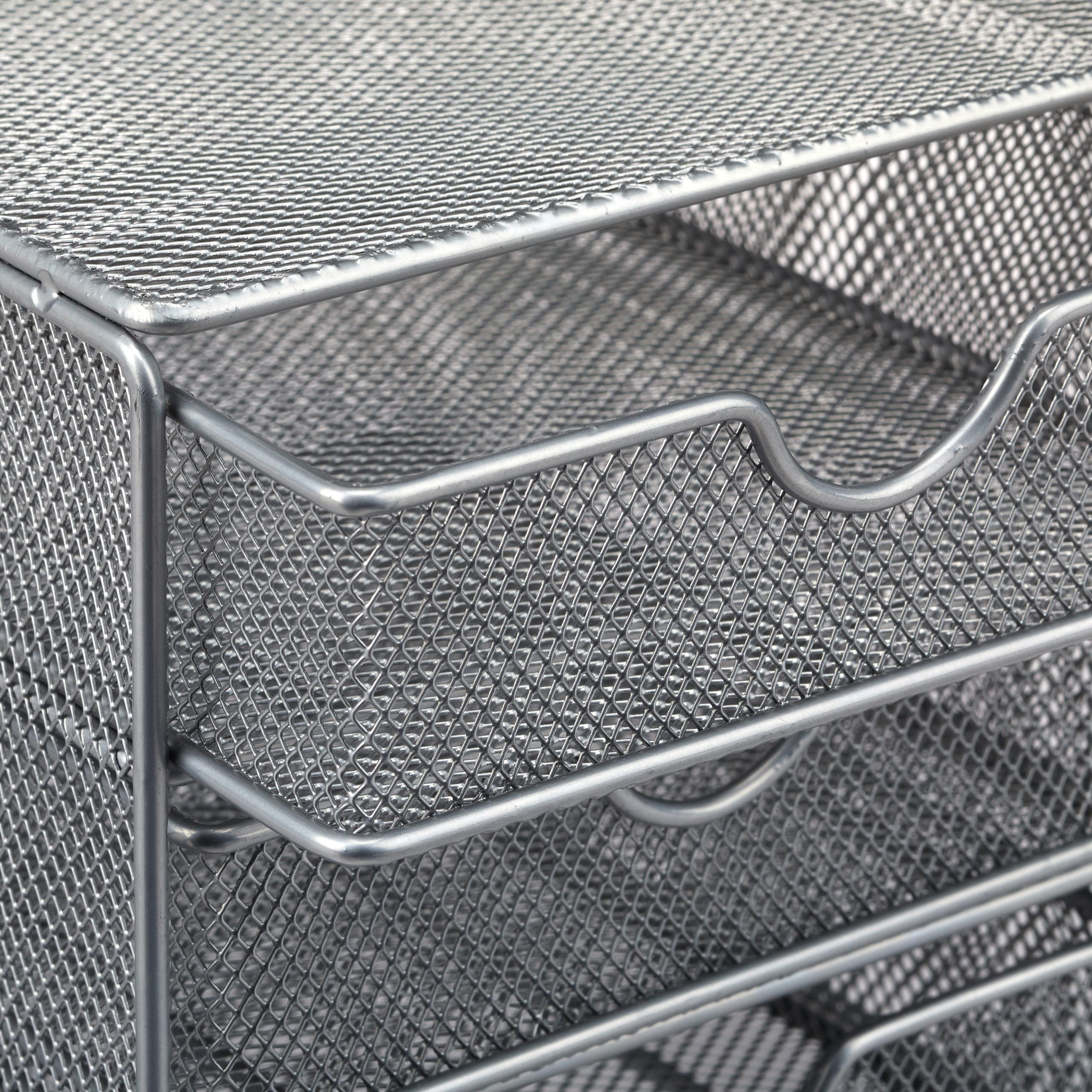 Organiseur à Tiroirs En Métal Relaxdays - 3 Compartiments, Dimensions 17x16x17 Cm, Couleur Anthracite, Pour Bureau, Cuisine Ou Maquillage