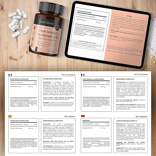 Miniatura 7 de ácido Hialurónico 001 onzas x 180 comprimidos 3 meses de suministro ácido hialurónico con triple fuerza 300 más fuerte que cualquier otro comprimido