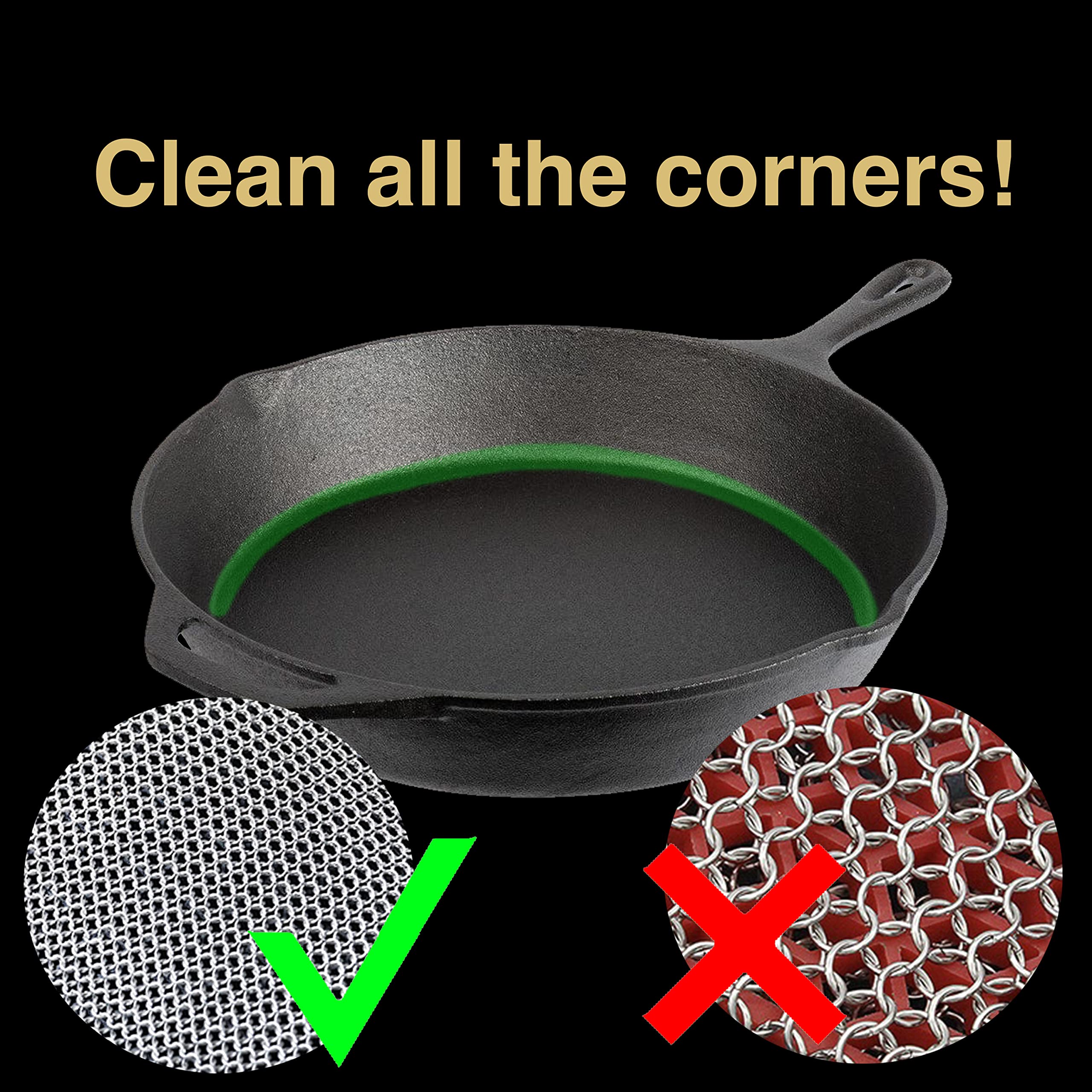 Spugna lavapiatti in acciaio inox 316, con anelli saldati, in silicone integrato con anelli saldati, per pentole in ghisa, barbecue, piatti