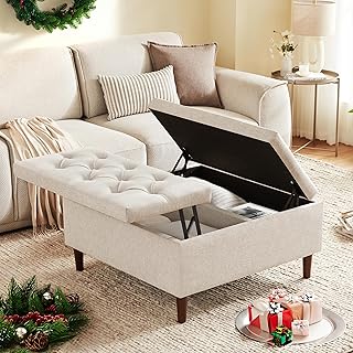 35 Inch Extra Large Storage Ottoman Coffee Table, No Assembly Required, ...