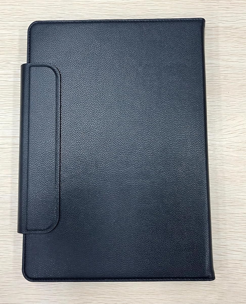 Funda protectora y soporte compatible con Wacom MovinkPad 11 -Negro | Hecho de cuero PU, con un diseño adhesivo magnético, con múltiples ángulos de plegado y portalápices.