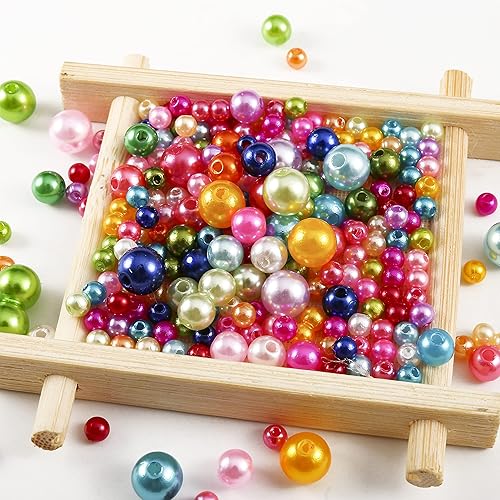 Miniatura 4 de ToBeIT 2270 cuentas de satén Luste de plástico, perlas de perlas de colores con agujeros para surtido de cuentas, manualidades, collares, pulseras,