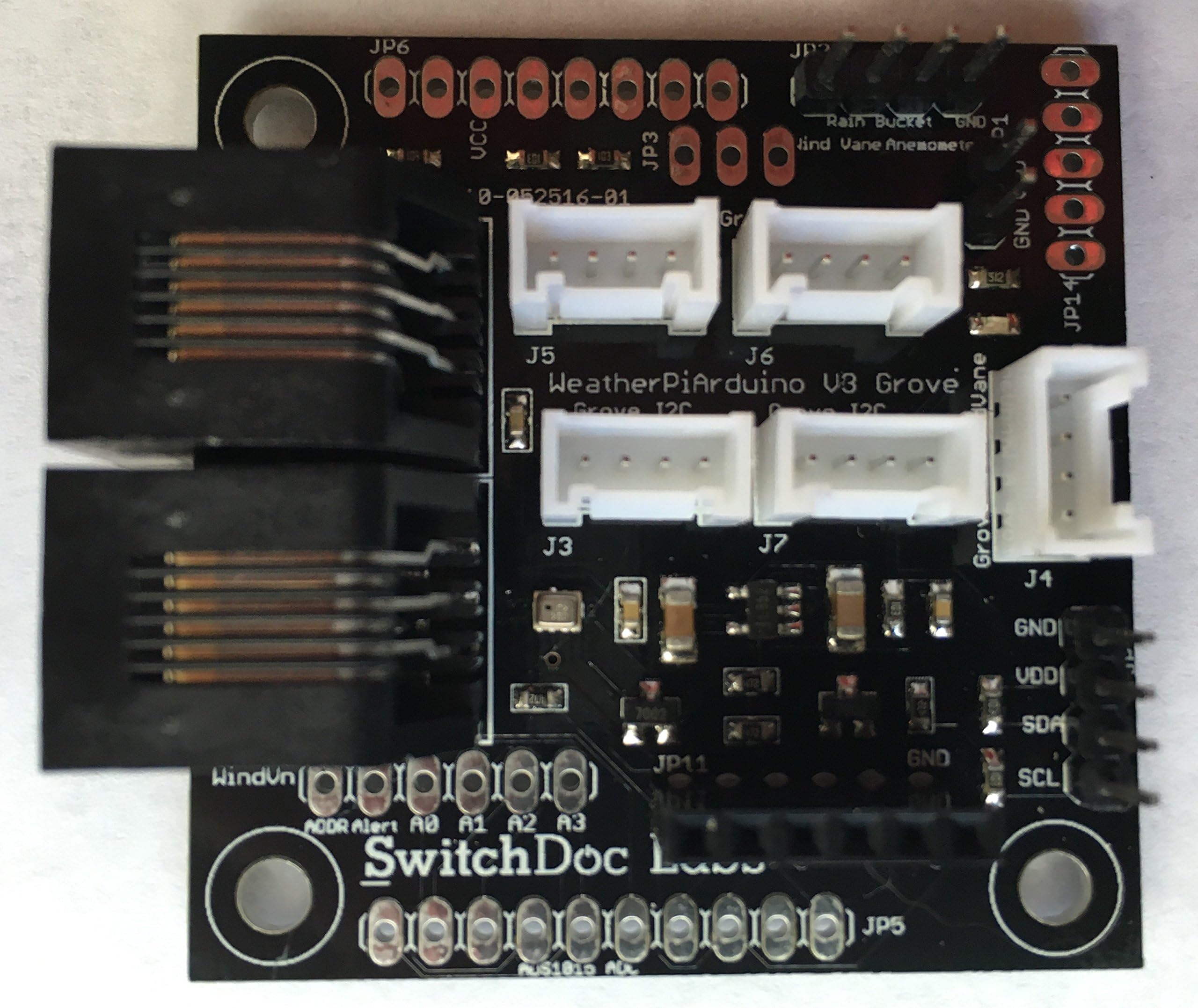 WeatherPiArdinuo V3 w/Grove (aka Weather Board) connectors - Interface Board for Weather Instruments for Raspberry Pi/Arudino