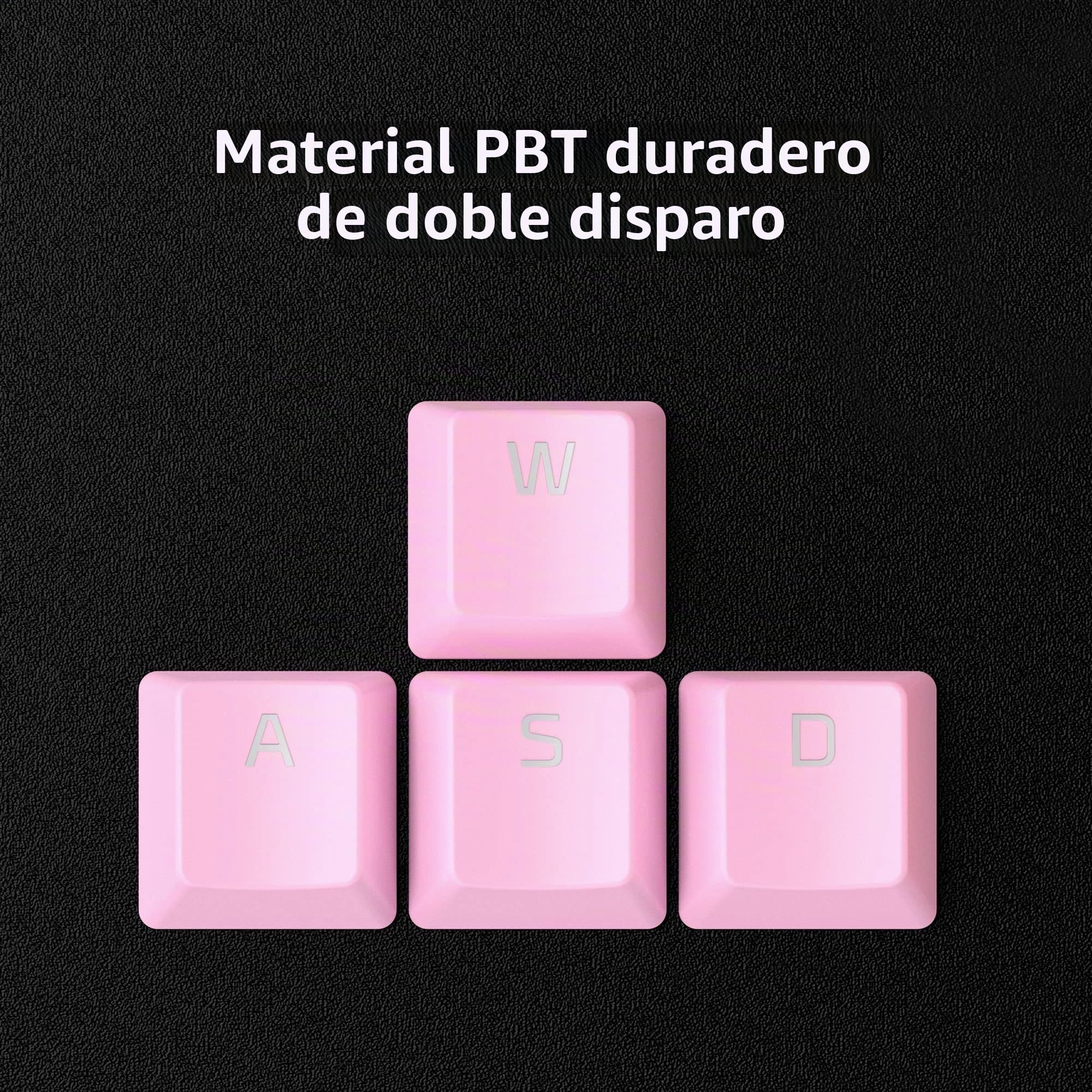 HyperX Teclas PBT, Conjunto completo de teclas, material PBT de doble disparo, diseño en inglés (EE. UU.), 104Teclas, Negro