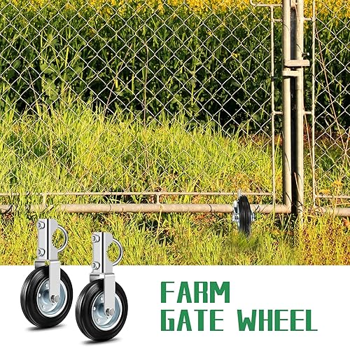 Miniatura 6 de Lounsweer 2 ruedas de puerta para puerta batiente de metal con marcos de puerta de 1-58 pulgadas a 2 pulgadas, rueda de soporte de puerta para valla