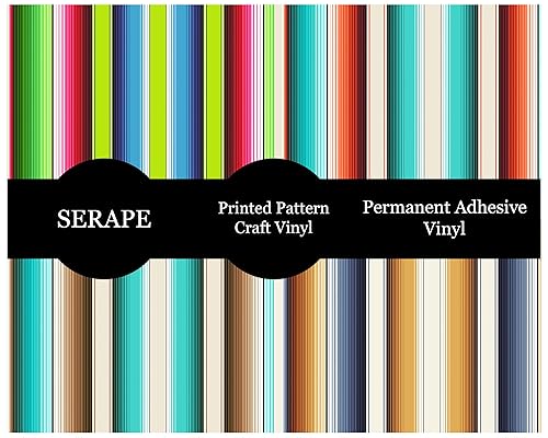 Serape - Paquete de vinilo adhesivo permanente colorido a rayas arcoíris de 12 x 12 pulgadas (2, 11C2)
