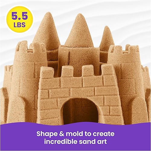 Miniatura 3 de Kinetic Sand, 5.5lbs (5.5 libras) de juguetes sensoriales marrón totalmente natural para mezclar, moldear y crear