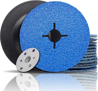Zirconia Resin Fiber Discs with Backing Pad, 4.5", 36 Grit, 25-Pack