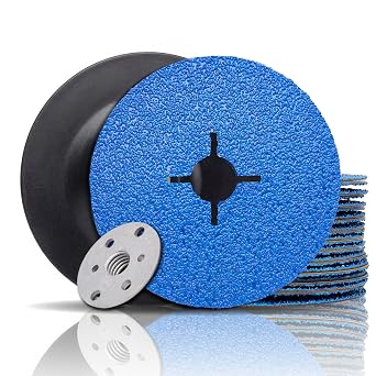Zirconia Resin Fiber Sanding and Grinding Discs for Angle Grinder, 4-1/2 x 7/8, 24 Grit, 25-Pack + Backing Pad + Lock Nut