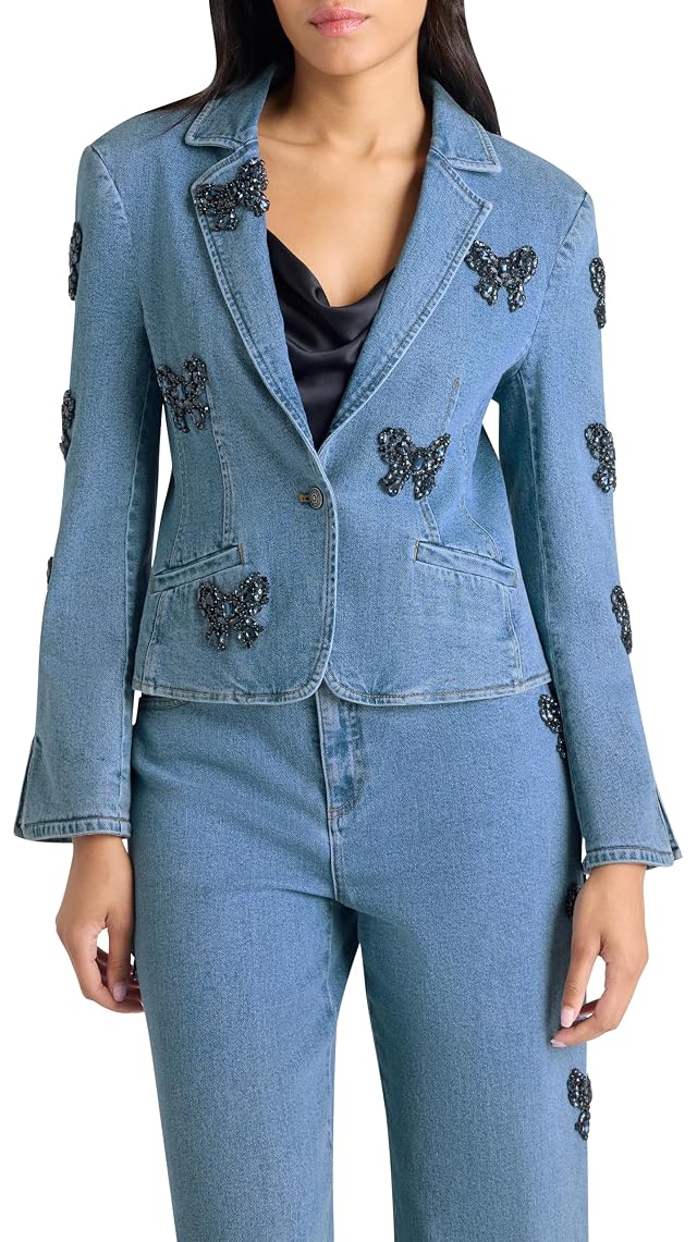 Cinq Sept Womens Rhinestone Bow Le Petit Long Sleeve Khloe Blazer