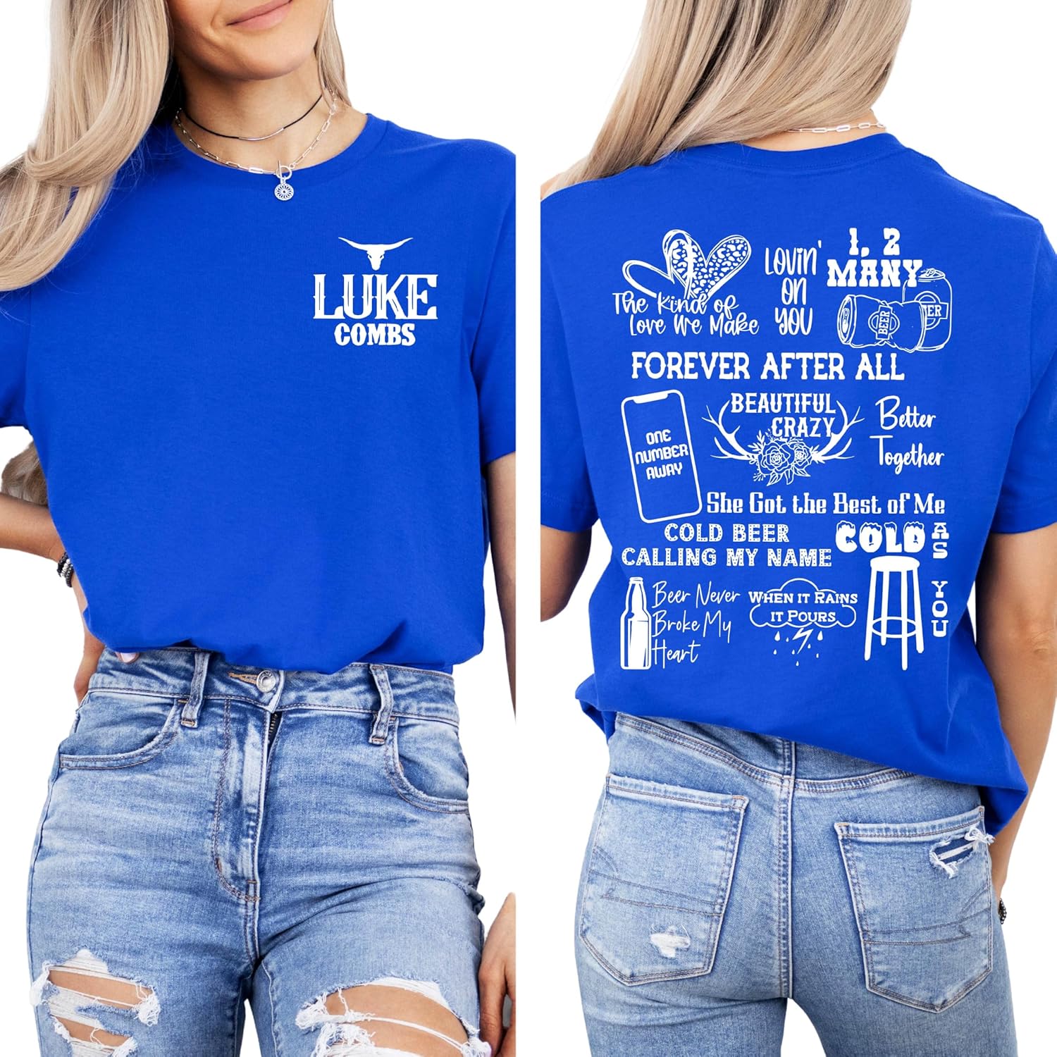 Luke Bull Skull T-Shirt, Country Music Fan Shirt, Casual Outfit Tee for Rodeo and Girls Trips, Country Music Concert T-Shirt - Image 6