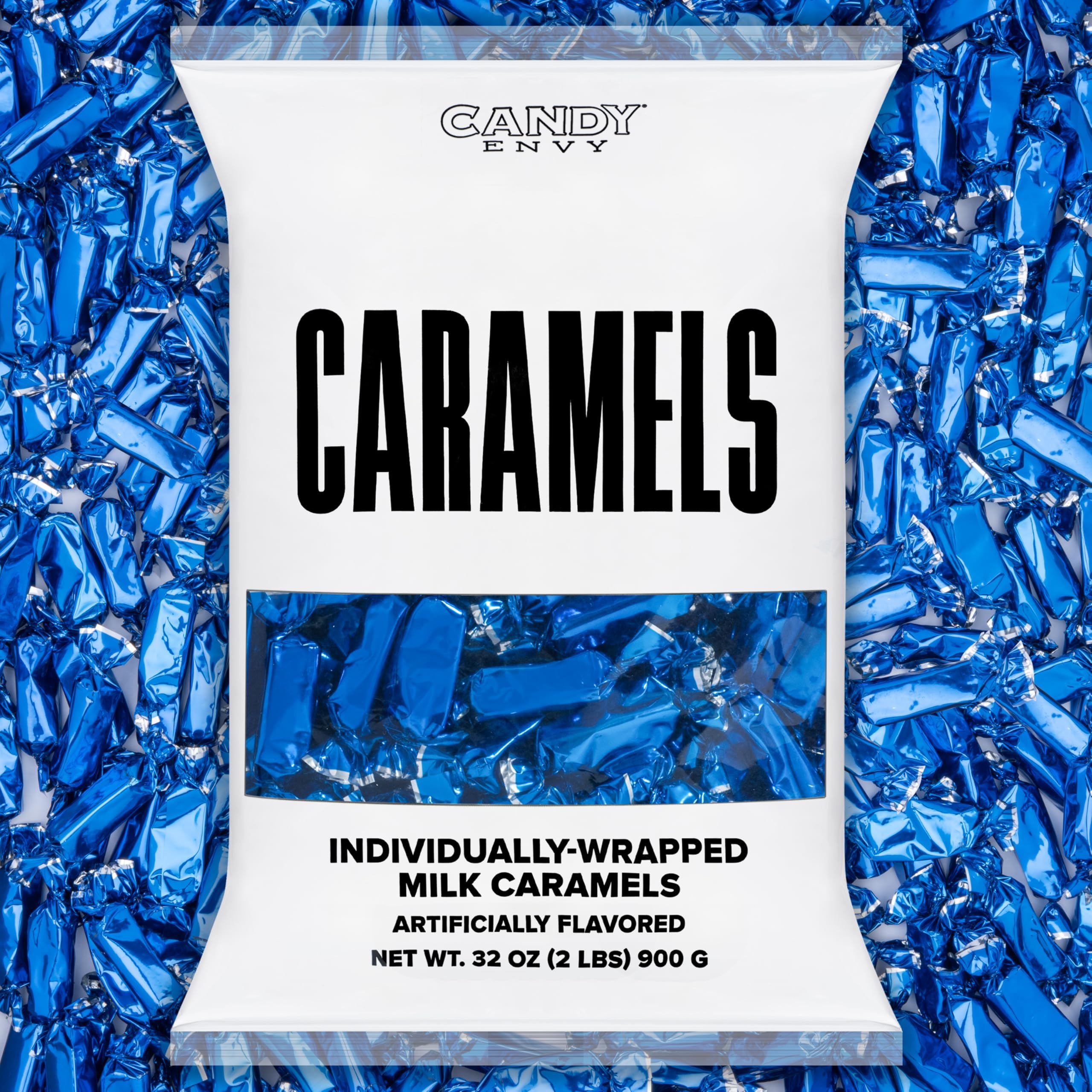 Candy Envy - Individually Wrapped Caramels - Navy Blue Wrapper - 2 Pound Bulk...