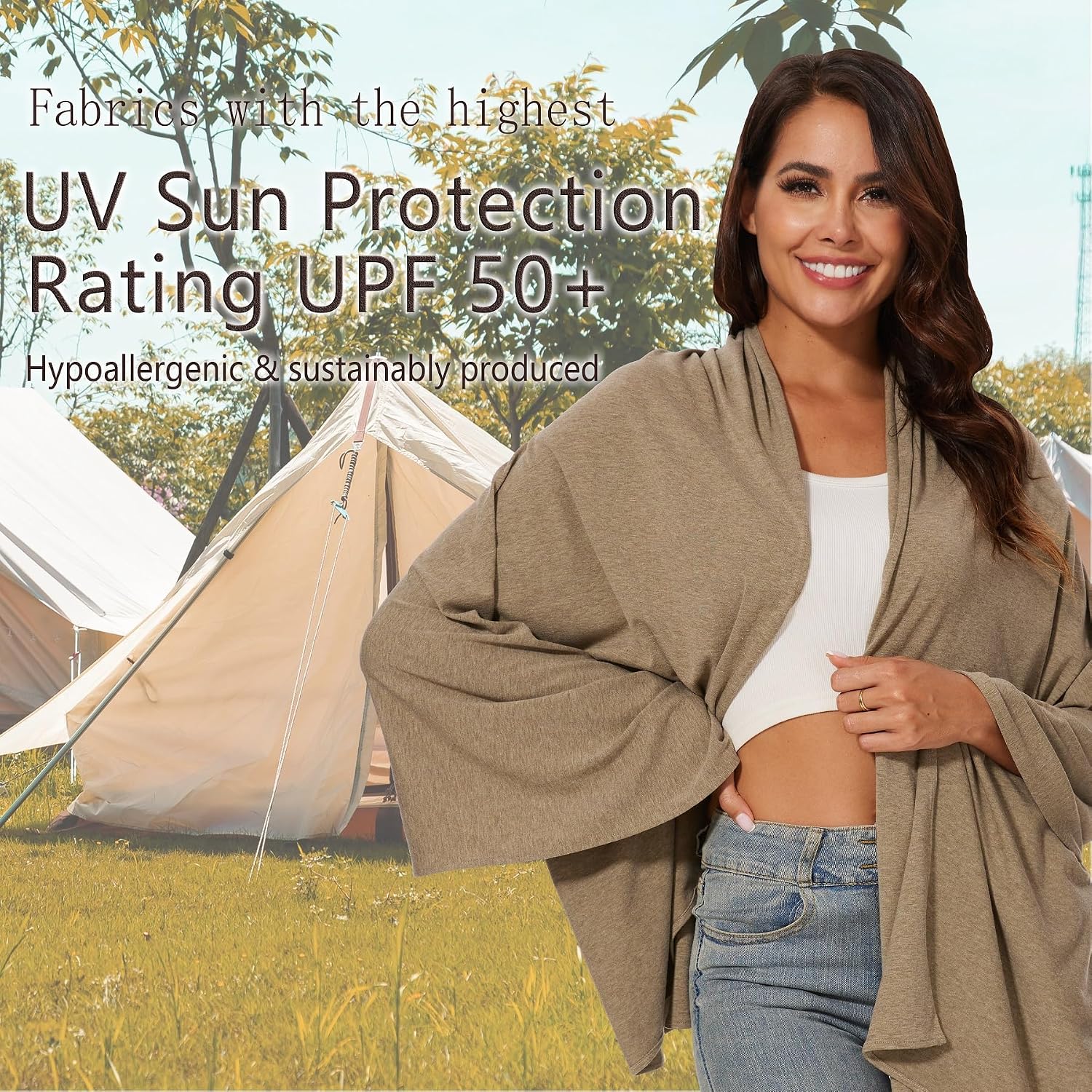 Women's UPF 50+ Scarf Shawl Wrap Shawl Sun Protection Cover Up for Travel Beach Swimming Outdoor One Size image 5