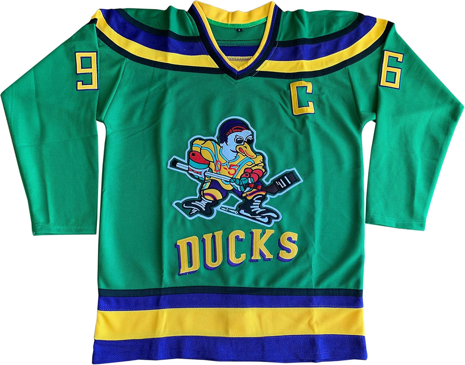 96 Charlie Conway Mighty Ducks 99 Adam Banks Movie Ice Hockey Jersey (96 Green, X-Large)