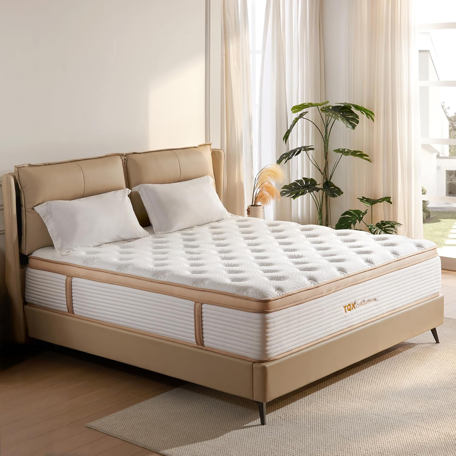 TQX Twin Mattress, 10 Inch Twin Mattress for Kids,Adult,Pocket Springs for Pressure Relief,Cooling Ventilated Foam CertiPUR-US Certified, Fiberglass Free?Soft Feel but Supportive,365 Night Trial