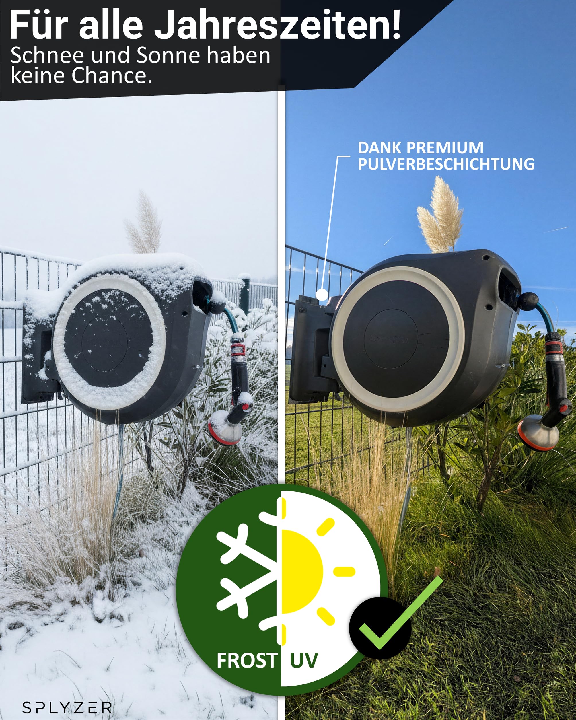 Schlauchbox Halterung für Doppelstabmattenzaun – universal Kompatibel mit Schlauchboxen & Schlauchtrommeln – Halter zur Zaunmontage, witterungsbeständig & pulverbeschichtet Anthrazit – SPLYZER®