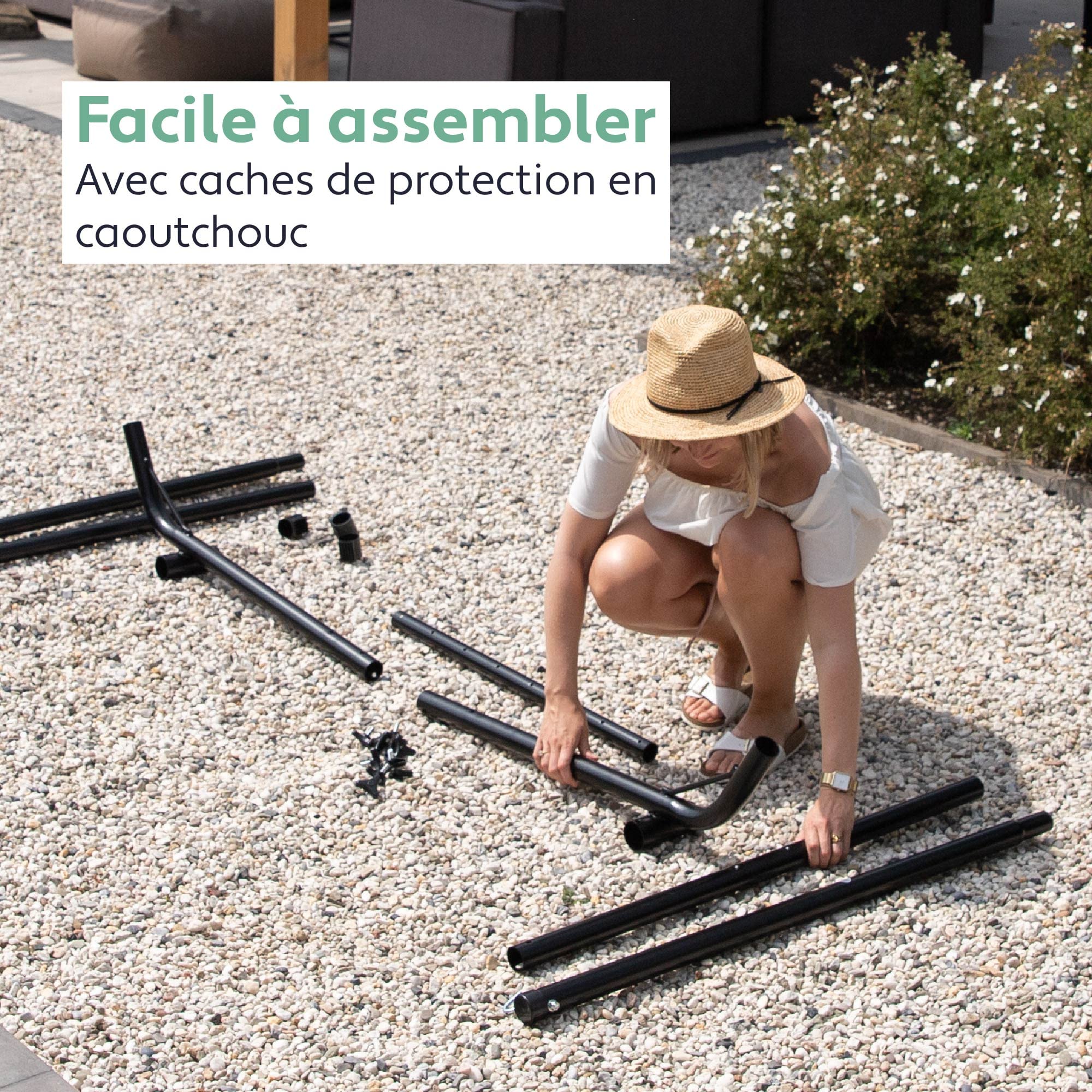 Vita5 Support de Hamac sur Pied en Acier Revêtu Charge Max 205kg pour Intérieur Extérieur