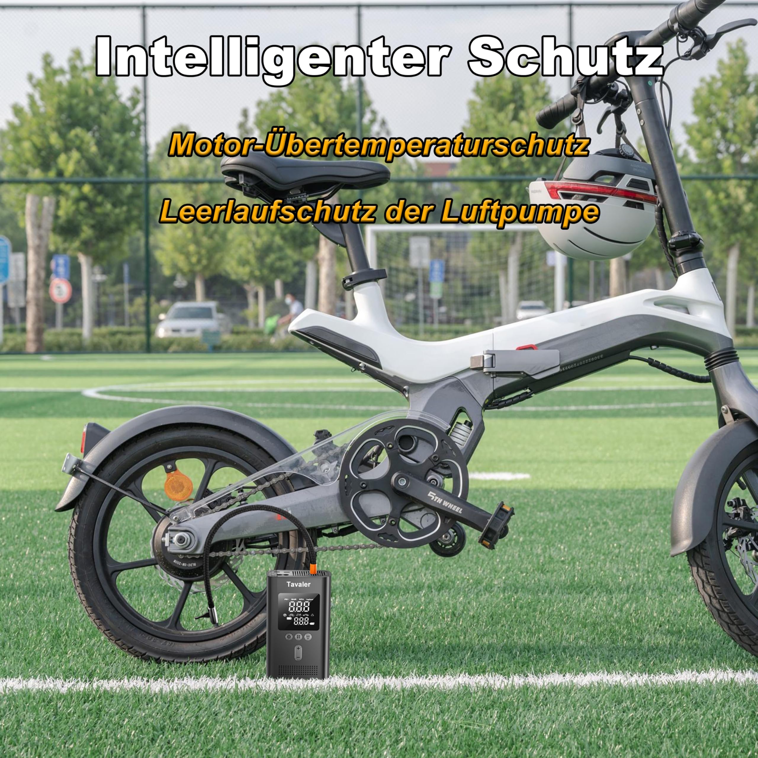 TAVALER Elektrische Luftpumpe Fahrrad 150PSI Akku Luftpumpe