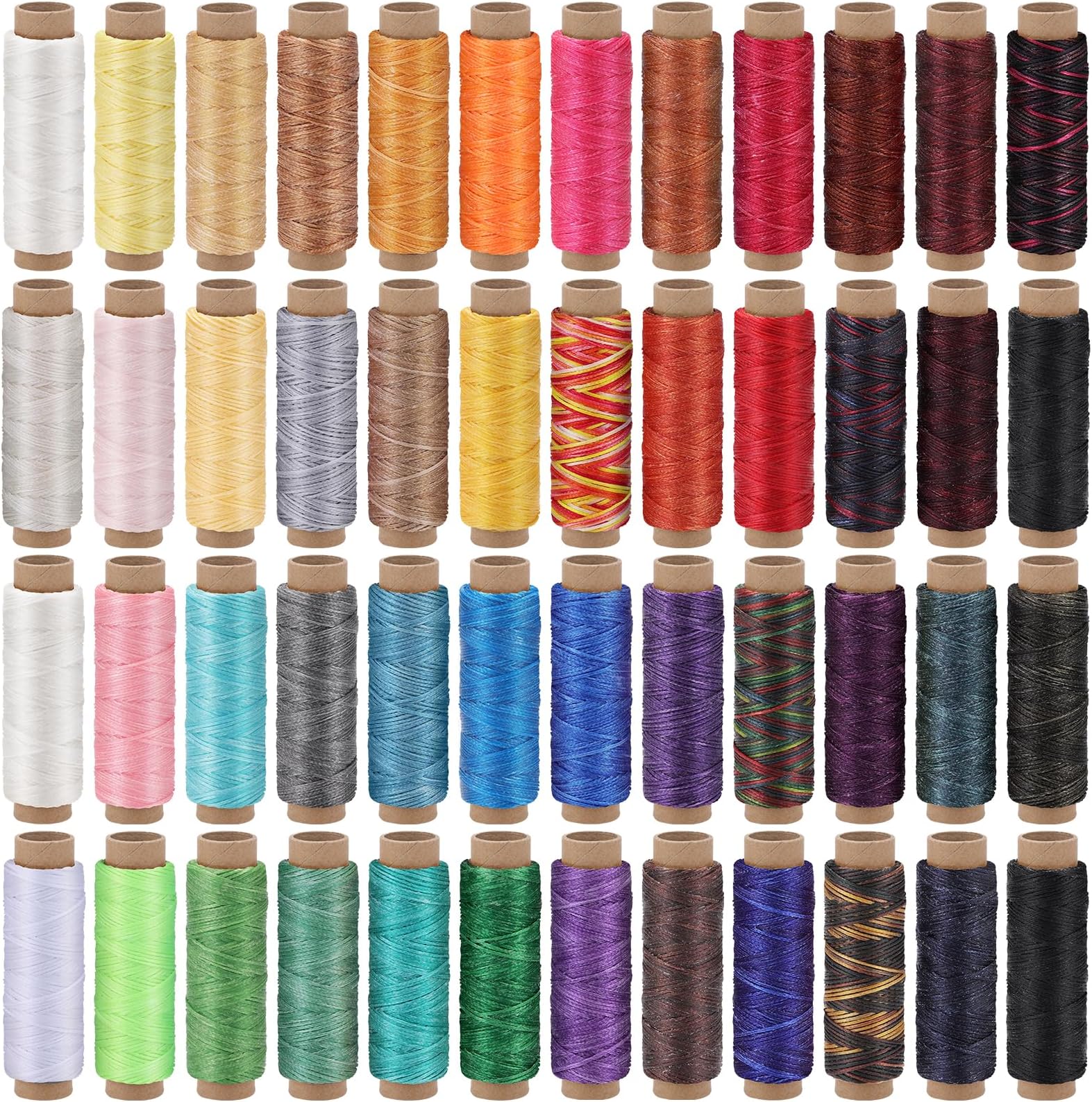 Jupean 48 Colors Waxed Thread, Leather Thread for Hand Sewing, Book Binding Threads, Leather Stitching Thread for Hand Sewing Craft DIY Bookbinding