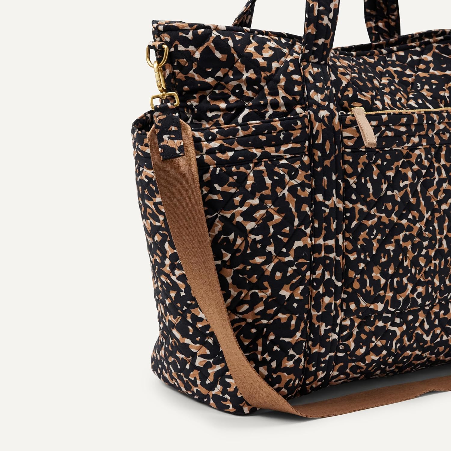 Amazon Essentials Women's Quilted Cotton Travel Tote Bag, Abstract Animal Print, One Size