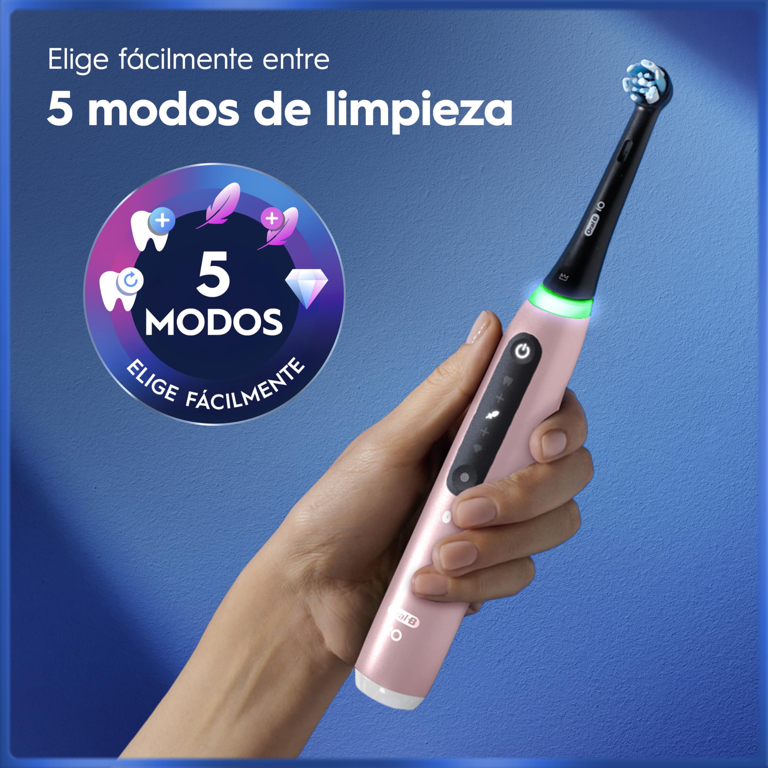 Oral-B iO 5N Cepillo de Dientes Eléctrico con 1 Cabezal Y Estuche de Viaje, Rosa - Cepillo Dental con Mango Recargable, 5 Modos de Cepillado con Blanqueamiento Dental Y Sensor de Presión