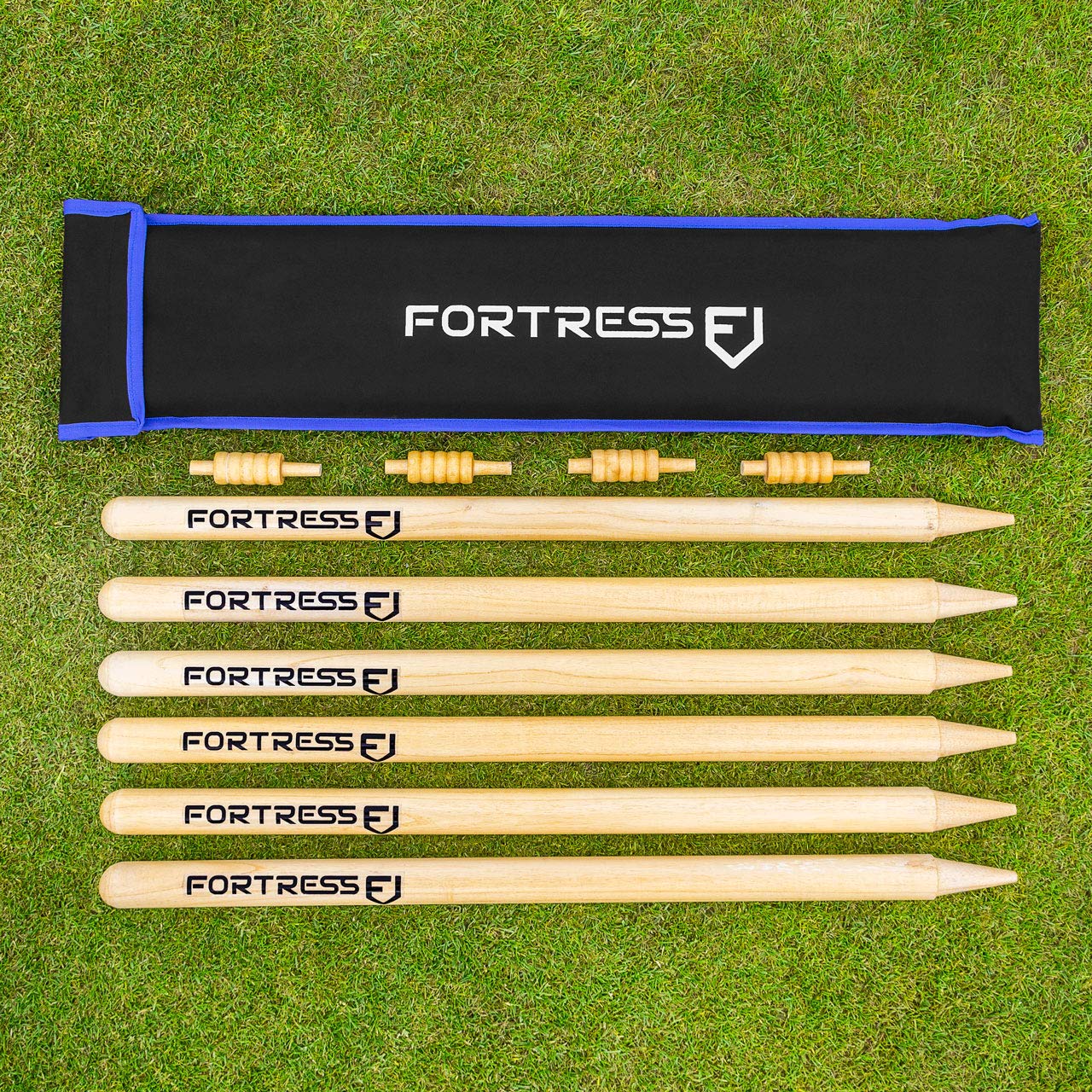FORTRESS Stump di Cricket in Legno- Stumps Comformi alle Regolazioni ICC (69cm) | 2 Stili Disponibili : Standard Country o Standard Club | Set Cricket autoportanti