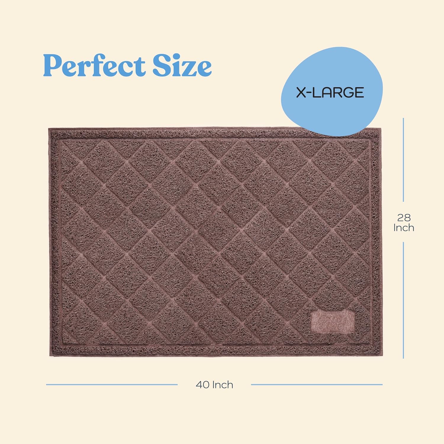 Durable Thick Cat Litter Mat - Modern Cat Mat With Non-Slip Bottom Stays In Place - Super Soft On Kitty Paws - Easy To Clean Litter Box Mat - Waterproof Cat Litter Trapping Mat Protect Floors.