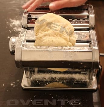 OVENTE Pasta Maker Machine with 7 Adjustable Settings, Silver PA515S | Rollers and Cutter, Classic Stainless Steel Manual Noodle Maker Perfect for Spaghetti, Fettuccini, Lasagna or Dumpling Skin