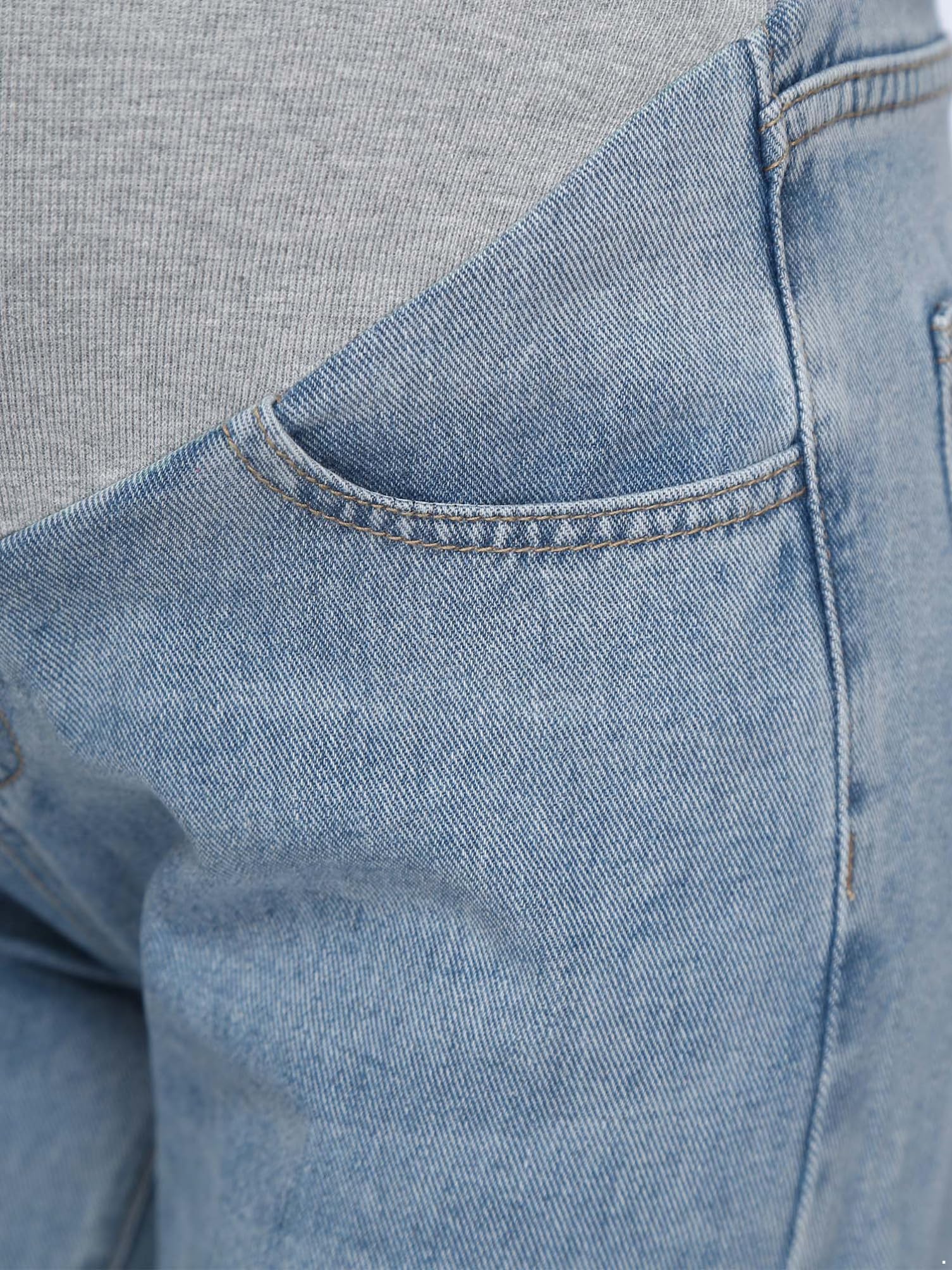 dPois Jeans De Moda para Embarazadas Pantalones De Cintura Ajustables Elásticos Pantalones Vaqueros Elásticos con Bolsillos