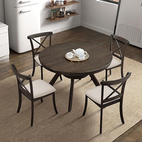 Miniatura 2 de Dining Chairs Set of 2, Table & Chair Sets, Modern Fabric Upholstered Kitchen Side Chairs, Cross Back Rubber Wood Farmhouse Dining Room Chairs with