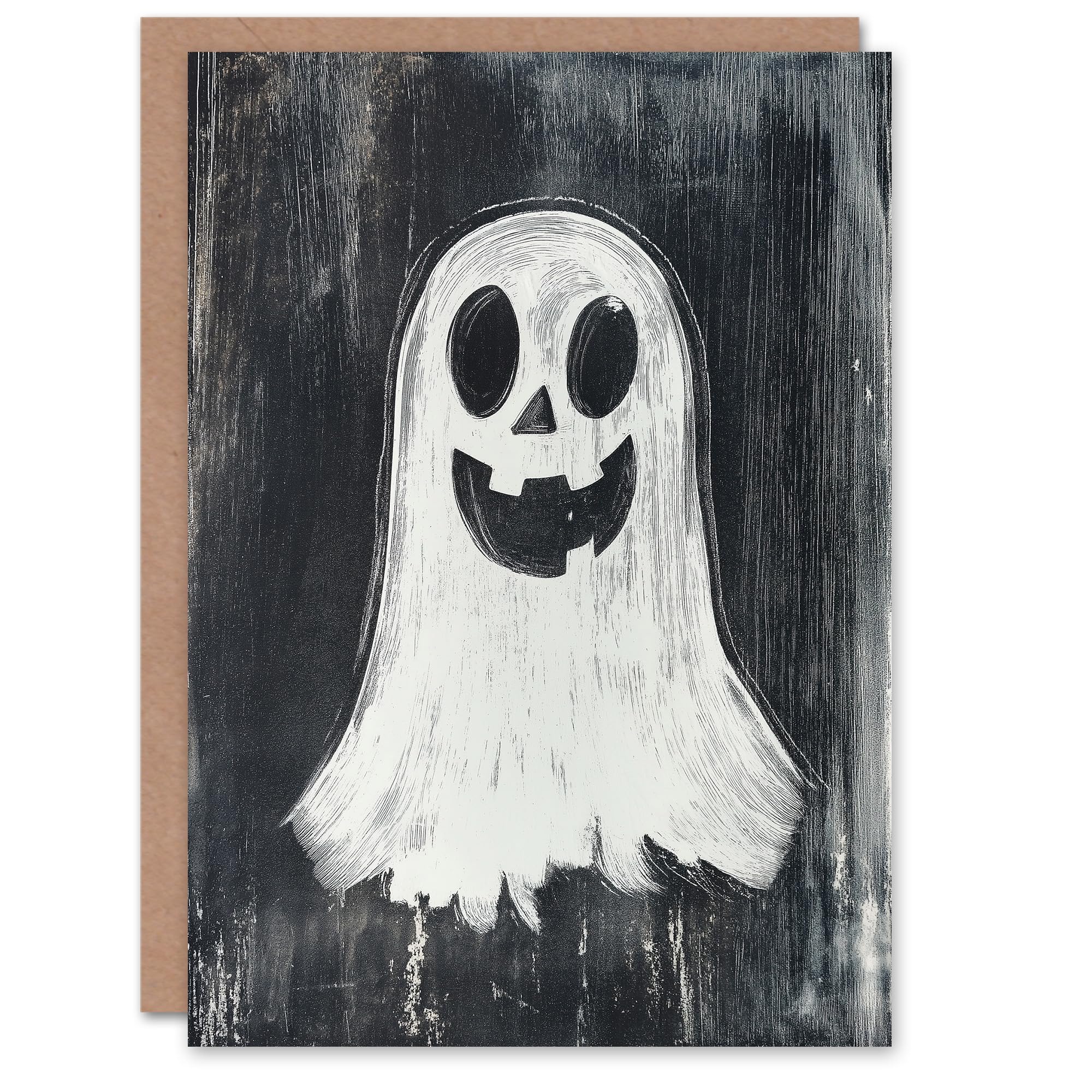 Artery8 Greeting Card Happy Ghost Creepy Fun Spooky Blank For All Halloween Card
