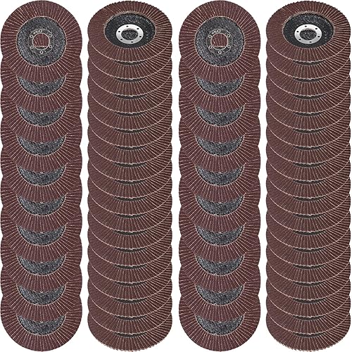 Landhoow 80 unidades de disco de aleta de 4 1/2 pulgadas amoladora angular disco de lijado 40 60 80 120 discos de alúmina de grano para acero