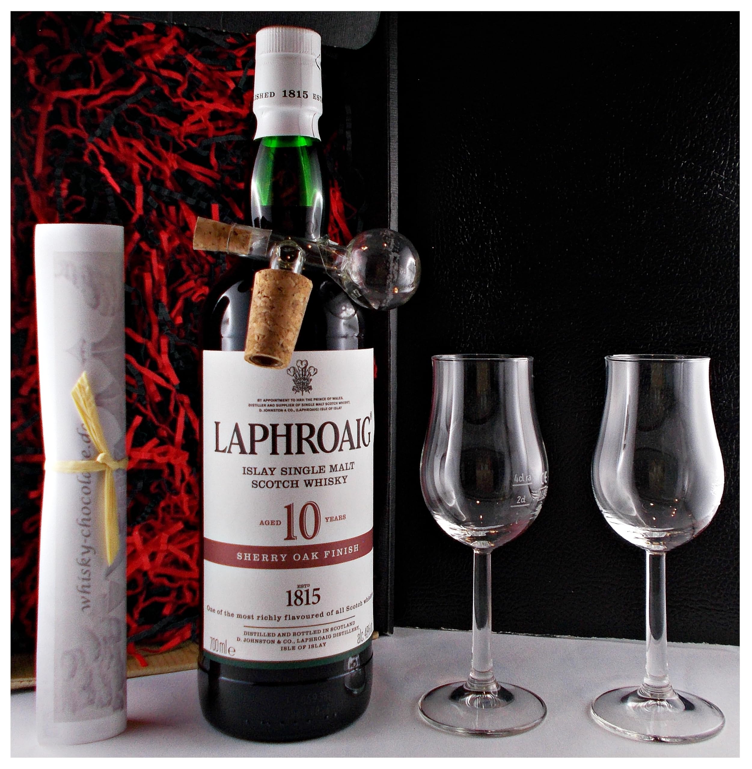 Laphroaig 10 Jahre sherry oak Whisky 0,7L & Portionierer & Gläser Geschenk