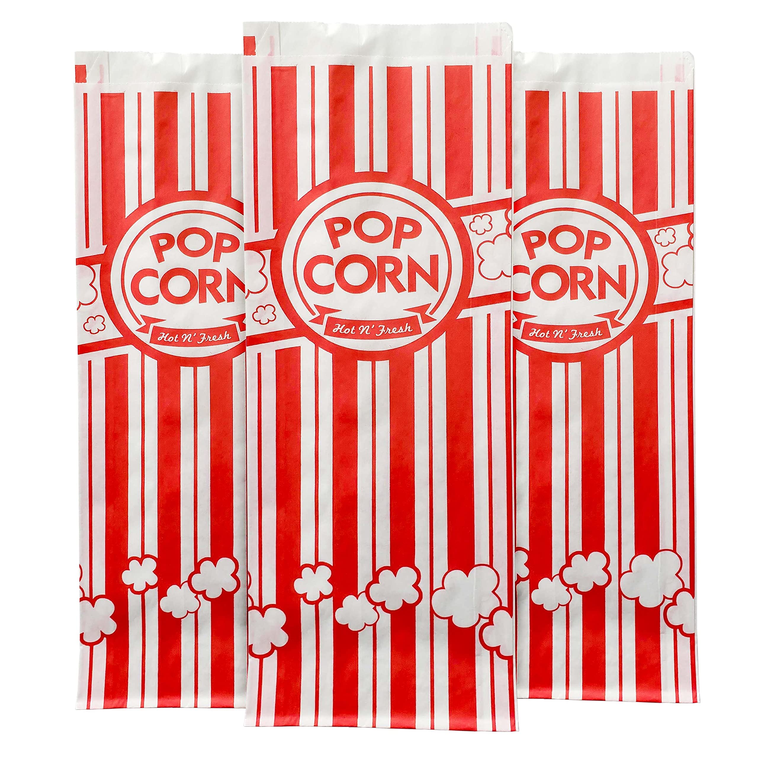 Popcorn Bags (100 Pack) 2 Oz Popcorn Bags for Party Red & White
