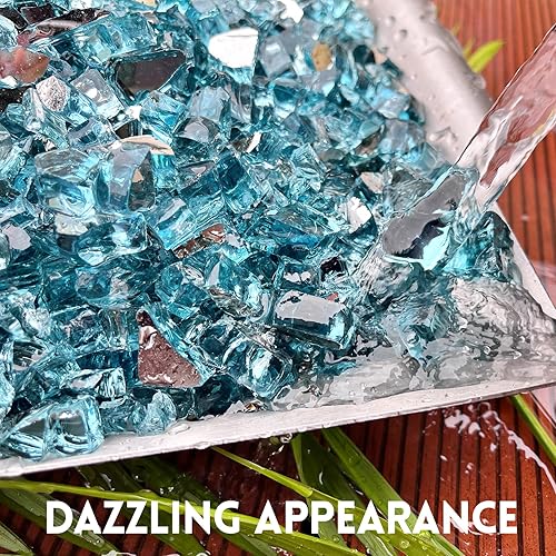 Miniatura 5 de GasSaf Vidrio de fuego de 12 pulgada reflectante, vidrio templado cortado y triturado para fogata, chimenea, reemplaza los troncos de gas y las