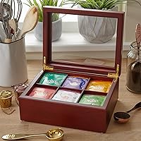 Vista 8 de Caja de té – Organizador de bolsas de té de madera de lujo de The Apace Premier Collection – Contenedor de almacenamiento de té de 6 compartimentos