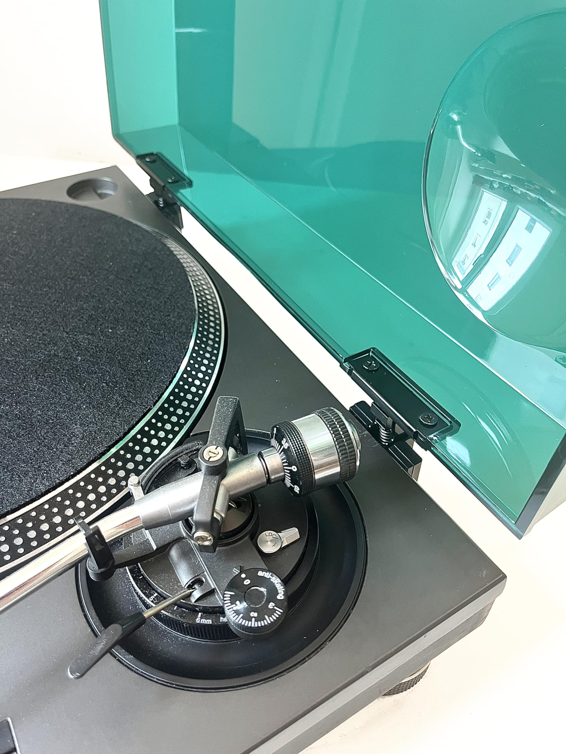 Copertura Antipolvere Verde + Cerniere Nere per Giradischi Technics SL-1200 e SL-1210, Angoli Regolabili 20°-90°, Giradischi MK LTD GR, Mondecks di Seconda Generazione