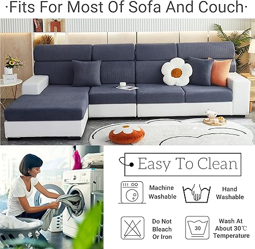 Miniatura 4 de Nolaninterior - Fundas de sofá mágicas para sofá, fundas universales elásticas para sofá mágica, fundas antideslizantes en forma de L BL003 (gris