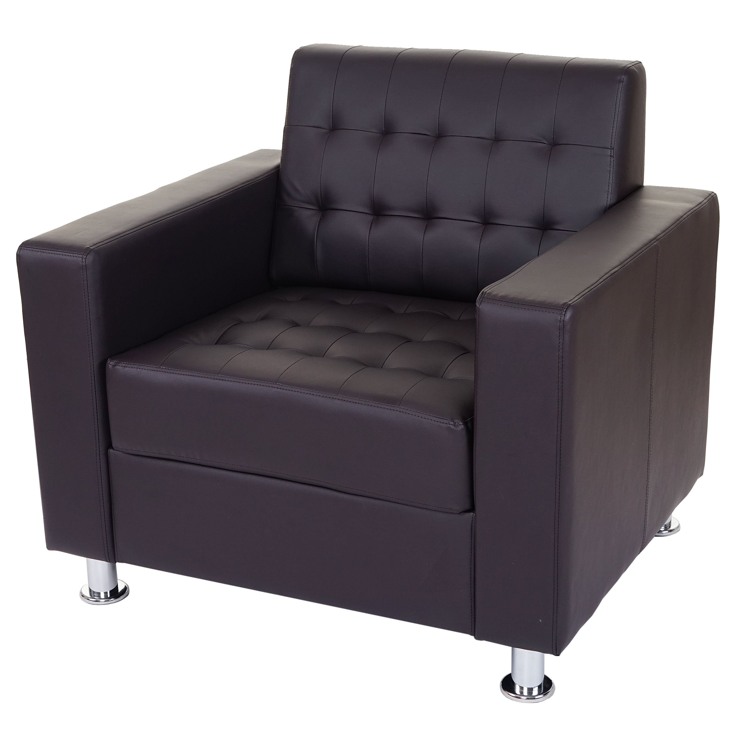 Mendler 3-1-1 Sofagarnitur Kunda-AM, Couch Loungesofa Kunstleder, Metall-Füße - Coffee