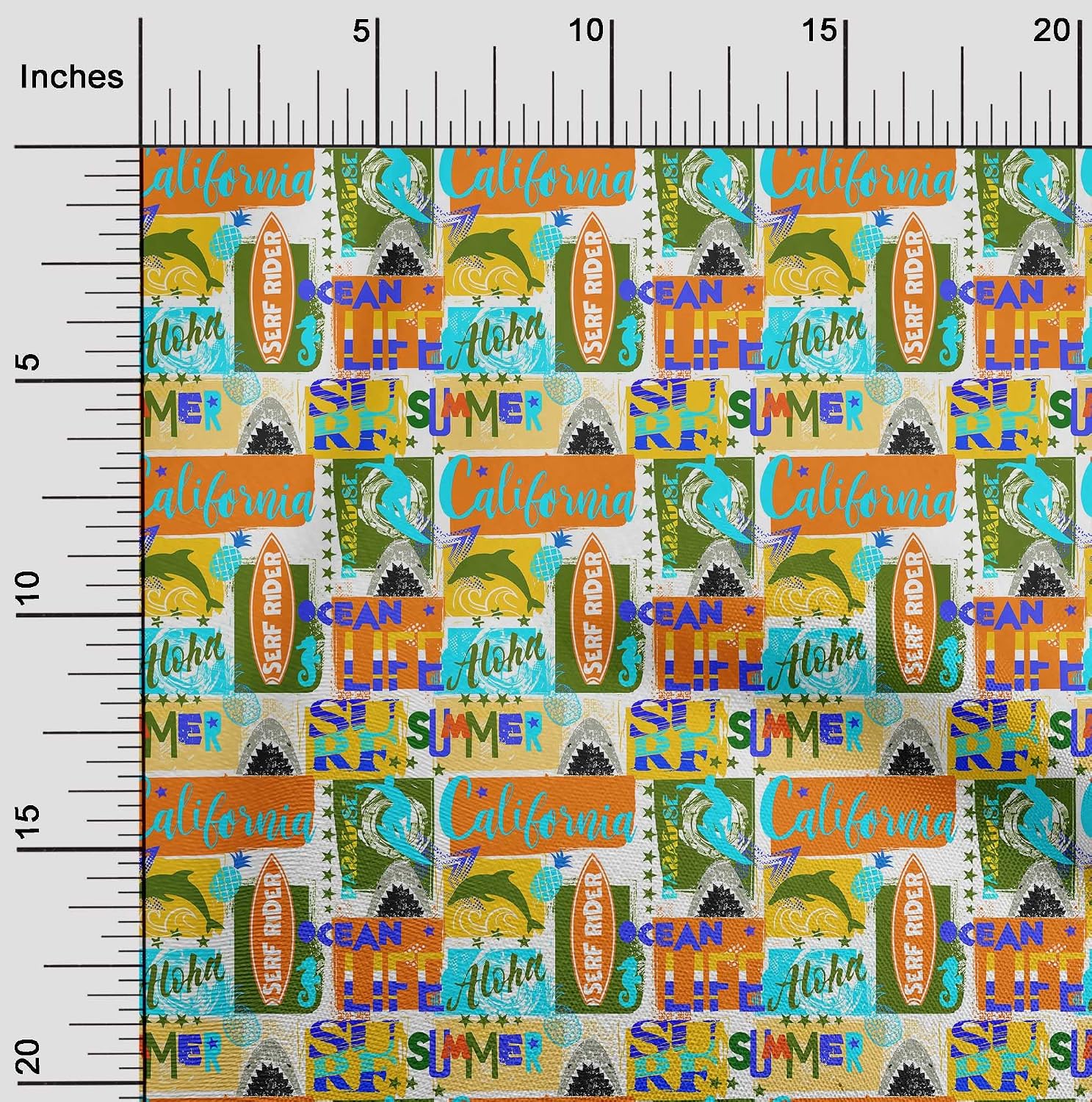 oneOone Cotton Flex Orange Fabric California Ocean Ride Sewing Fabric By The Yard Printed DIY Clothing Sewing Supplies 40 Inch Wide