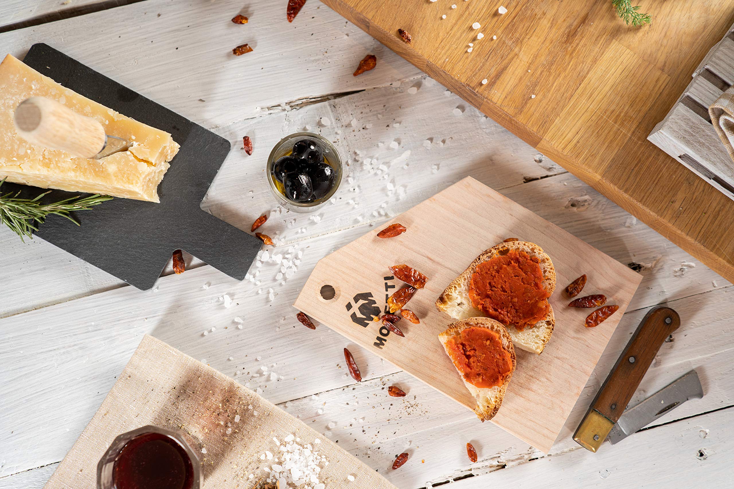 Moretti® Nduja calabraise de Spilinga | Artisanale Épiceé | Sans OGM | 100% NATUREL | 2 Pièces naturel | Saucisson de Pur Porc à Tartiner 800g+