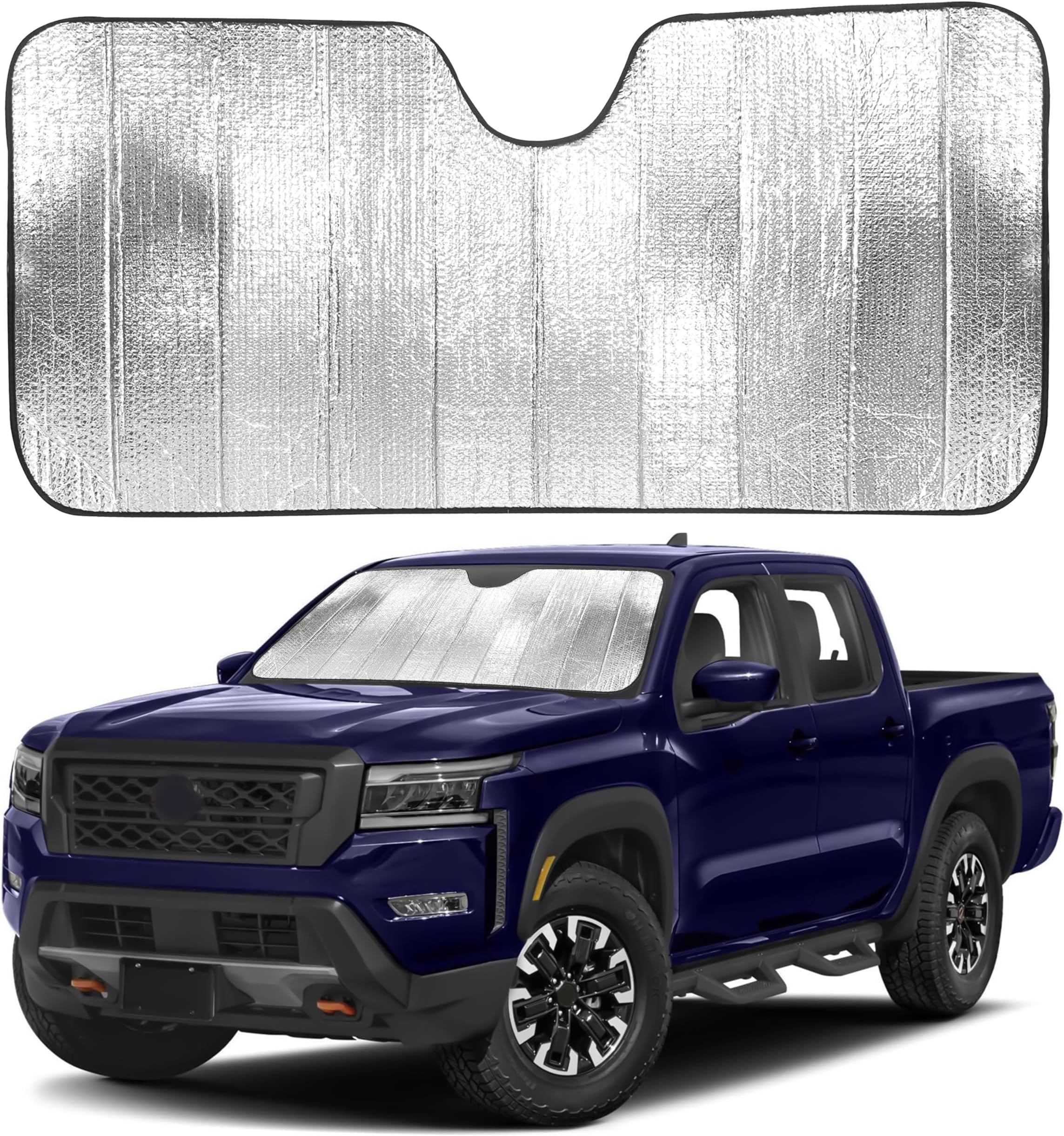 Accordion Truck Windshield Sun Shade | Sun Visor for Large SUVs & Pickup Trucks | Blocks UV Rays for Interior Protection | Truck Accessory for Heat | XL (66 x 27 inches)